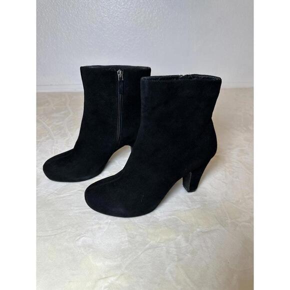 Nancy – Cordani Cordani Black Suede Ankle Boots Sz 41 US 10 3 1/4” Heel Side Zipper
